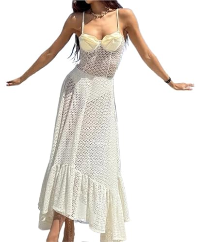 Vestido de playa hueco elegante con espalda descubierta y caída fluida premium