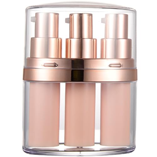 Image of Healeved Mini Lotion Bottle 3-Pack Refillable Cosmetic Container Portable Push Down Pump Dispenser for Travel Skincare Creams Serums Makeup Remover 3.89X2.94X1.29 Inches