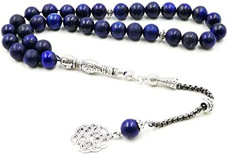 اللازورد الطبيعي لازولي Tasbih 33 45 66 99 الخرز رجل مسلم التبعي هدية فاخرة سوار Misbaha الإسلامي 8 mm &times; 45 الخرز