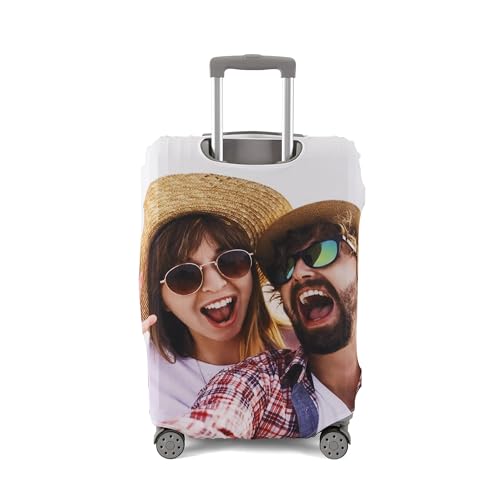 Personalized Photo Luggage Cover – Custom Suitcase Protector Sleeve for 18-32 Inch – Anti-Scratch, Durable, Stretch Travel Baggage Cover – Travel Gift