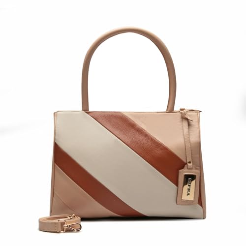 Bolsa de Ombro Estruturada Couro Celina Marrom Sifra (ROSE/CENOURA/OFF WHITE)