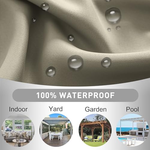 Ystyle Gardinen 2er Set, Thermovorhang Kälteschutz, Outdoor Vorhang Wetterfest Mit Ösen, Verdunkelungsvorhang, Vorhänge Blickdicht, Curtains Wohnzimmer, Thermovorhang Hitzeschutz, Beige