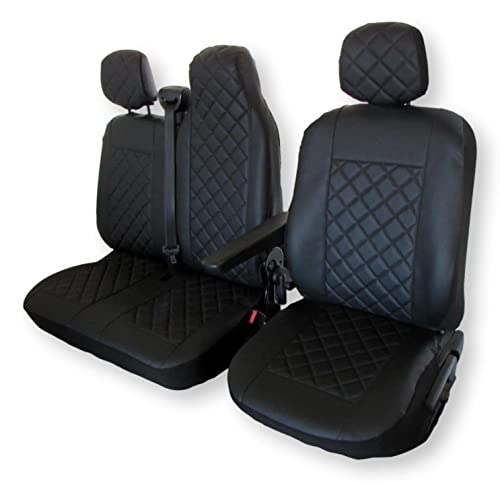 Housses de siège avant pour Renault Master 2011-2020 en cuir écologique noir 2+1 places LHD