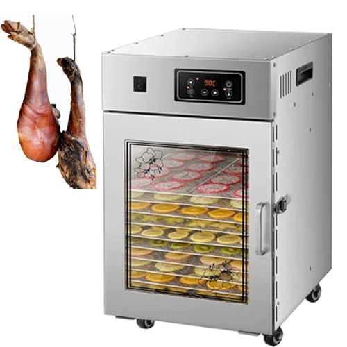Commercial Food Dehydrator, 24h Timer, Adjustable 30-90℃, Lar Jerky Dryer