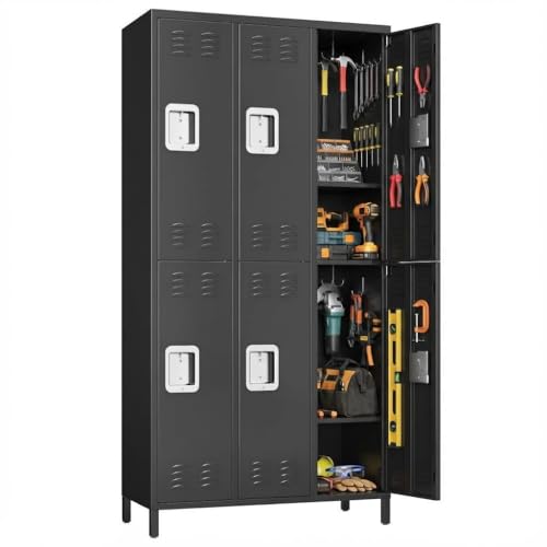 Industrial Steel Storage System with Shelves and Hooks