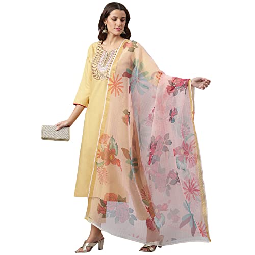 Kurta en coton mélangé pour femme vêtement fluide et anti-froissement beige