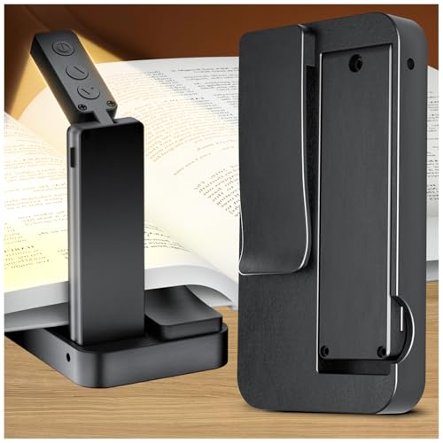 Lucarni Reading Light,Foldable Book Light,3 Color & Stepless Dimming Book Light for Reading at Night,700mAh Battery for Long-Lasting,Ultra Lightweight and Pocket-Sized for Book Lovers Gifts (Black)