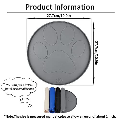 Ptlom Grey Silicone Pet Feeding Mats For Food And Water, Foldable Pet Placemat Non-Slip Waterproof Mats For Small And Medium Cats And Dogs, Raised Edge Prevents Residue From Spilling Onto The Floor #TOP1