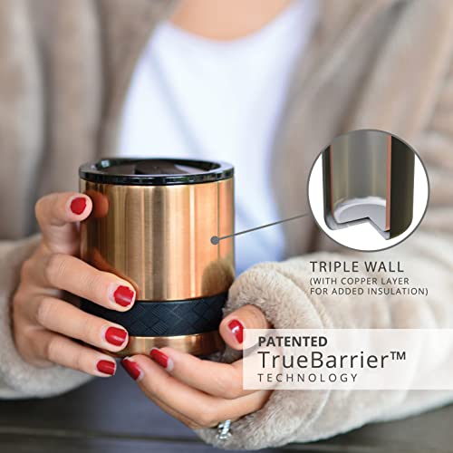 Elemental Recess Lowball Tumbler, 10Oz Triple Wall Stainless Steel Cup With Non-Shattered Tritan Lid, Insulated Whiskey Glass, Insulated Coffee Tumbler Mug For Hot & Cold Drinks - Copper #TOP6