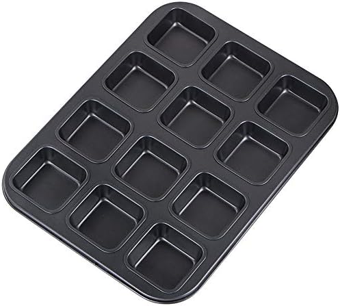 Webake Brownie Pan 12 Cavity Nonstick Mini Brownie Bar Pan Carbon Steel Square Cupcake Pan for Baking Individual Brownies, Breads, Bar-Cookies
