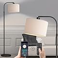 FINNCHY Black Floor Lamp with Remote Control, Adjustable Height Arc Floor Lamps for Living Room, Black Standing Lamp Dimmable Floor Lamp for Bedroom, Office, 1000 Lumens LED Smart Bulb Included,
