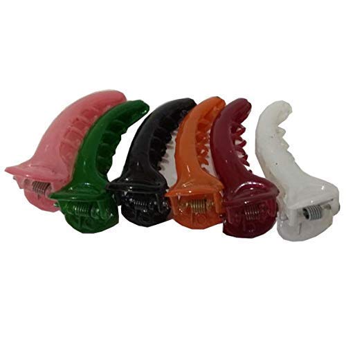 Soham InternationalStyling Success Multicolour Plastic Medium Size Solid Banana Hair Clip Clutcher for Women -Combo of 6 Pieces