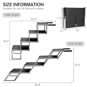 Dgsl dog ramp for car extra wide 4 steps dog stairs for truck folding steps for dogs with non slip surface pet loader dog steps for large dog suv side door and bed supports up to 250 lbs  urban country home decor