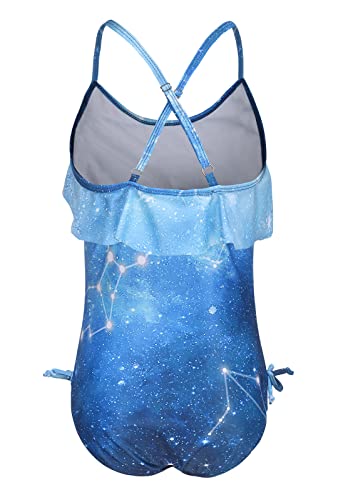 Image of Girls One Piece Swimsuits Halter Bathing Suits Summer Ruffler Swimwear 2-14 Years