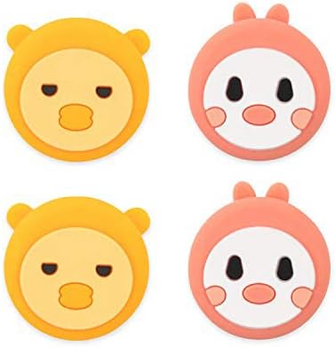 GeekShare 4PCS Cute Animal Theme Thumb Grip Caps,Soft Silicone Joystick Cover Compatible with Nintendo Switch/OLED/Switch Lite - Rabbit and Duck