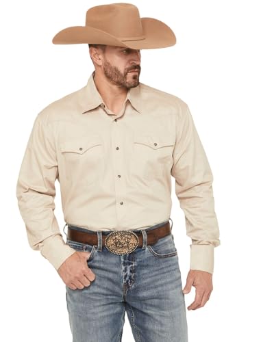 MENS RED SOLID LONG SLEEVE WESTERN BUTTON SHIRT TALL FIT