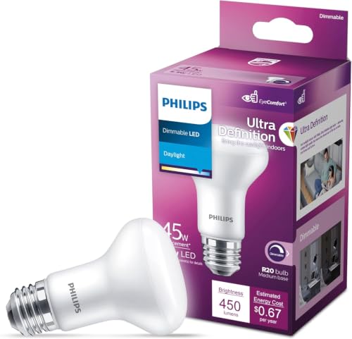 PHILIPS LED 45W R20 4-Pack Ultra Definition Daylight (5000k) 450 Lumen (5.5W = 45W) Dimmable Frosted Flicker-Free Light Bulbs - image 2