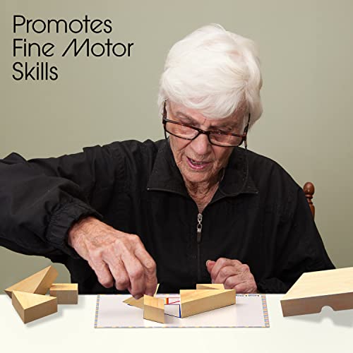 Image of Keeping Busy Tangram Dementia Activities for Seniors | Alzheimer Products for Elderly Patients | Fun Memory Game Toy & Cognitive Brain Puzzle for Senior Citizens w /Memory Loss or Alzheimers
