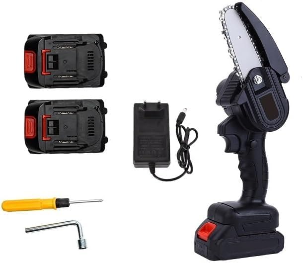 Mini Motosega 4 Pollici, per Potatura Elettrica, Portatile, Senza Fili, con 2 Batterie Doppia Batteria