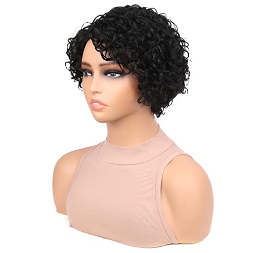 Wiger Short Curly Human Hair Wigs Black Pixie Curly Wig For Women Glueless Side Part Kinky Curly Human Hair Wig Deep Curly Hair #TOP3