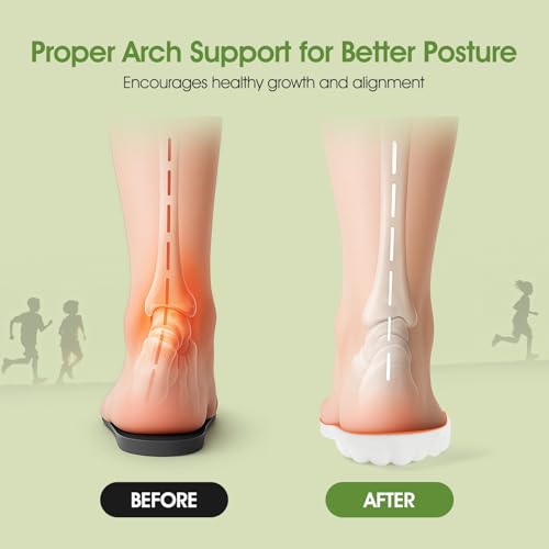 Image of 4D Cloud-Soft Comfort Insoles for Kids and Youth - Memory Foam Insoles with Shock Absorption - Trim-to-Fit Arch Support Insoles for Healthy Development of Growing Feet (US Youth 6.5Y-7Y /255mm)