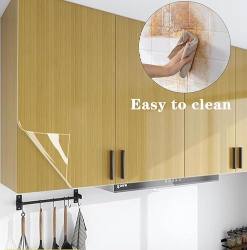 Image of HOME13 Self Adheisve Transparent Oil Proof Removable Wallpaper Glossy Vinyl Protctive Film Waterproof Sticker Paper for Kitchen Backsplash Furniture Wall Sticker (24 inch by 200 inch Inch)