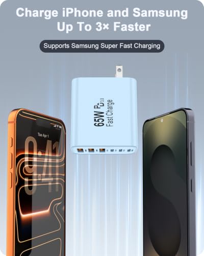 Image of 2-Pack 65W USB C Charger Block, 6-Port Fast Wall Charging Block [3 PD USB-C & 3 QC USB-A] for iPhone 17 16 15 Pro Max, iPad Pro, Galaxy S26 S25, Pixel 10 9, iWatch,Google & More