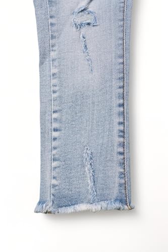 Super Stretchy Light Blue Skinny Jeans with Distressed Hem.3