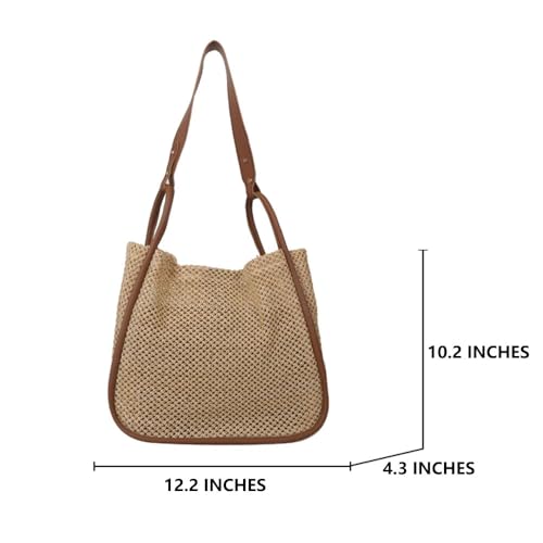 Gogobear Summer Woven Straw Tote Bag Large Capacity Comfortable Shoulder Bag Beach Vacation Boho Handbag2