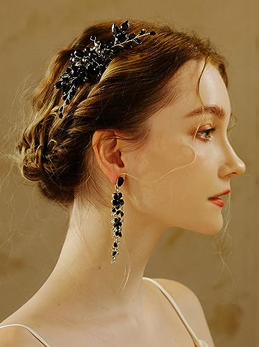 Peine Vintage Negro con Cristales para Boda miniatura 1
