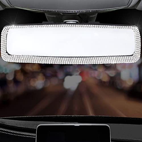 LivTee-Bling-Car-Rearview-Mirror-Car-Bling-Decorations-Rear-View-Mirror-with-HD-Glass-Bling-Car-Interior-Accessories-for-Women-and-Teens-White