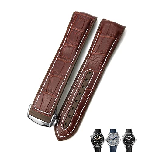 Bracelet montre cuir orange 20mm résistant sueur pour Omega Seamaster Planet Ocean