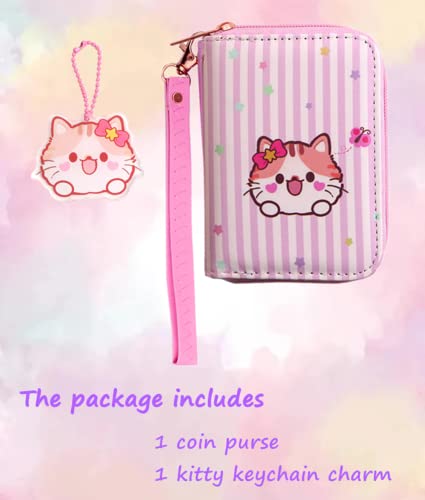 Image of AACKS Little Girls Coin Purse Kids Small Wallet for Teens Women Mini Coin Pouches with Strap Cute Cartoon Card Holder Cat Kitty Panda Unicorn