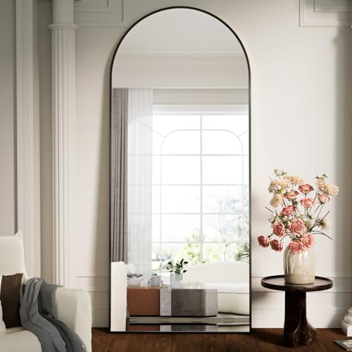 Arched Full Length Mirror 71"x26" - Floor Standing Body Mirror with Aluminum Frame,Leaning Hanging for Bedroom Cloakroom Living Room Black - Image 3