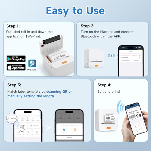 Image of P1 Label Maker, 2 Inch Thermal Printer, Label Maker Waterproof Labels, Label Printer for Small Business, Home, Office, Logo, Address, Clothing, Organizing with 1 Roll Label, White