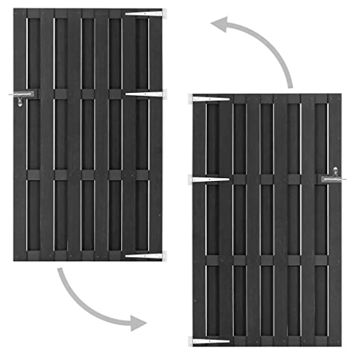 vidaXL Gartentor Zauntor Zauntür Gartentür Hoftor Pforte Gartenpforte Hoftür Einfahrtstor Gartenzaun Tor Tür Garten WPC 100x180cm Grau