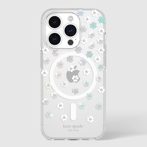 Coque iPhone 15 Pro Kate Spade transparente fleurs MagSafe
