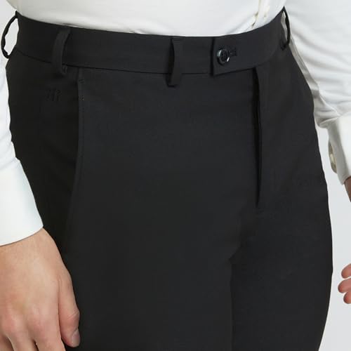 Image of Raymond Men Slim Fit Solid Pattern Poly Viscose Blend Flat Front Formal Trouser