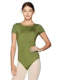 Danskin Damen Laser Cut-Out High Neck Cap Sleeve Leotard Baselayer, olivgrün, Small