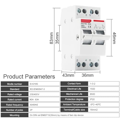 Disjoncteur de transfert manuel double alimentation inverseur de source AC 400V