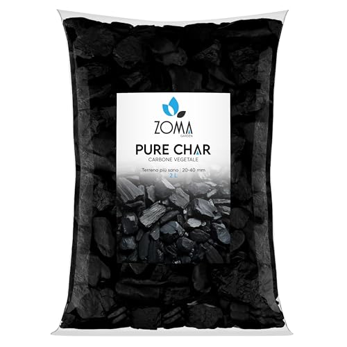 ZOMAGARDEN - Carbone Vegetale per Piante - Fertilizzante e Inerte Naturale per Migliorare il Suolo - Ideale per Orchidee e Tutte Le Colture - 100% di Origine Vegetale - 2L
