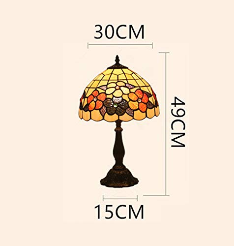 Lampe de table vitrail jaune 12 pouces vintage E27 rétro - 4