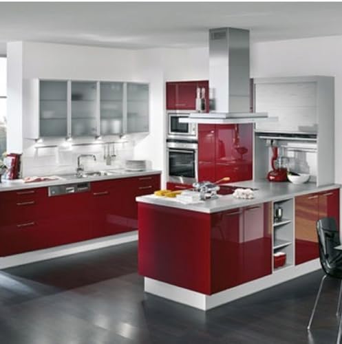 Image of ONETON Glossy Maroon Contact Paper Decorative Self Adhesive Counter Top Peel and Stick Wallpaper for Kitchen Cabinets Shelf Drawer Liner Desk Dresser (Maroon Glossy WP, 12x120 inch)