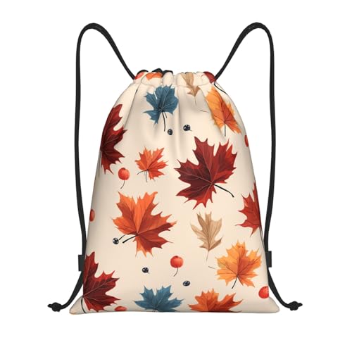 Drawstring Backpack Sports Gym Bags Draw String Bag for Women Men Fall Maple Leaf Drawstring Bags Sackpack