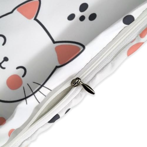 Juego de cama de gato con funda de edredón de dibujos animados de microfibra suave 5