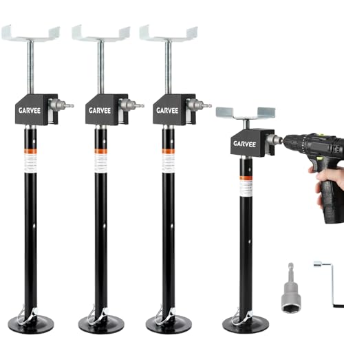 Garvee RV Slide Out Support Jacks (Set of 4) - 20,000lb Heavy Duty Rv Stabilizer Jacks Support, 21"-49" Quick-Lift Adjustable - Power Drill & Hand Cra