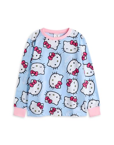 Hello Kitty Girls Pajama Set Pack of 2 | Kids Blue & Pink Kitty White Graphic Short Sleeve Top & Long Leg PJ Bottoms3