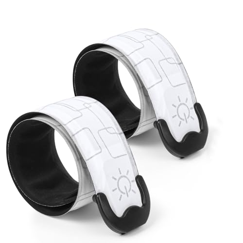 flintronic 2pcs Brassards Lumineux à LED Rechargeable USB, Brassard de Course Réfléchissant LED Running, Bande Clignotant Réglable Bracelet Lumineux de...