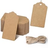 Gift Tags,100 PCS Kraft Paper Gift Tags with Free 100ft(30m) Natural Jute Twine for Christmas Holiday Gifts Wedding Favors Art Craft