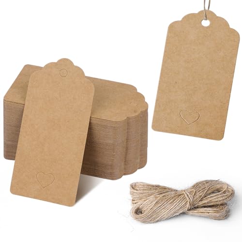 Kraft Paper Gift Tags with Jute Twine (100 PCS)